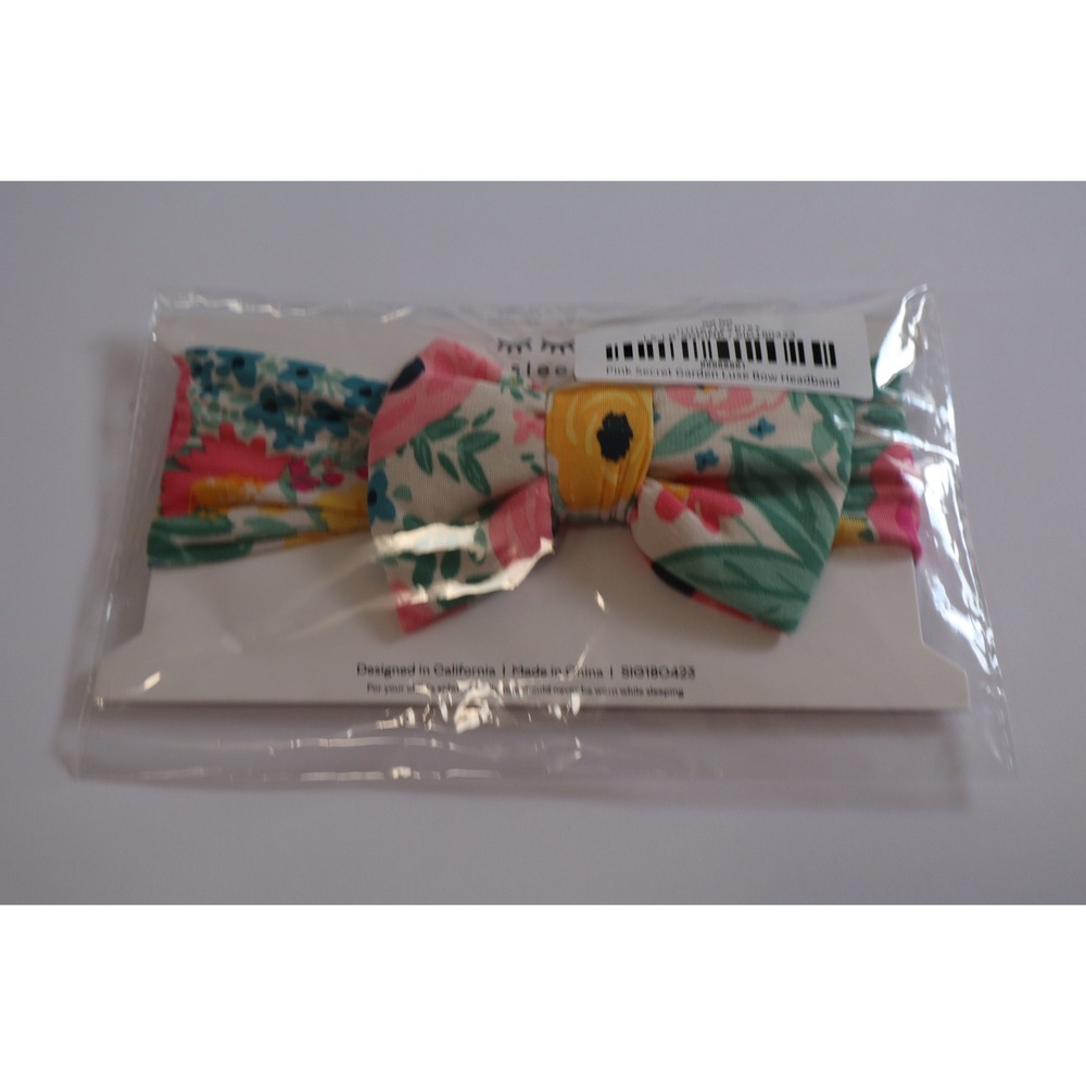 Little Sleepies Pink Secret Garden Luxe Bow Headband NB-3T